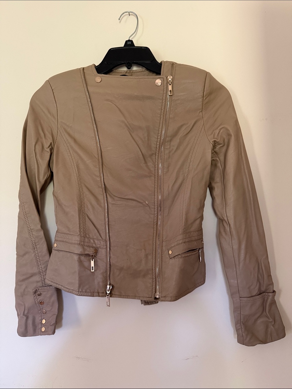 Forever 21 Taupe Faux Leather Moto Jacket